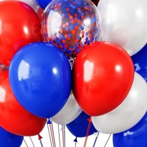 120 Balloon set- red, white, blue and confetti balloons too!